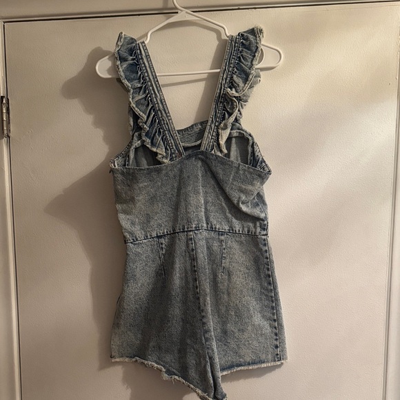 Denim Ruffle Romper - Picture 3 of 3